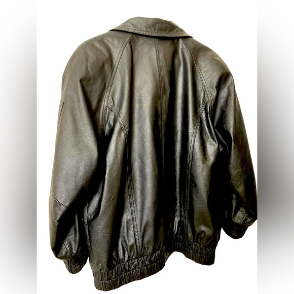 Greg Bell Men's Size M Soft Genuine Leather Black Bomber Jacket - Picture 4 of 15